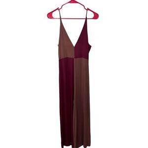 Anthropologie Twist-Front Color block Jumpsuit Red Burnt Sienna Boho XS NWT